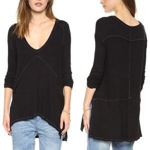 FREE PEOPLE Sunset Park Drippy Thermal Top Black S
